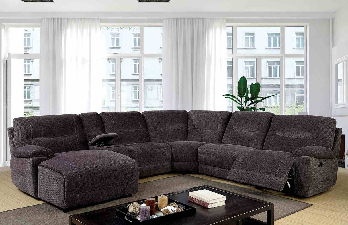 Zuben Dark Gray Sectional from Furniture of America - Luna Furniture