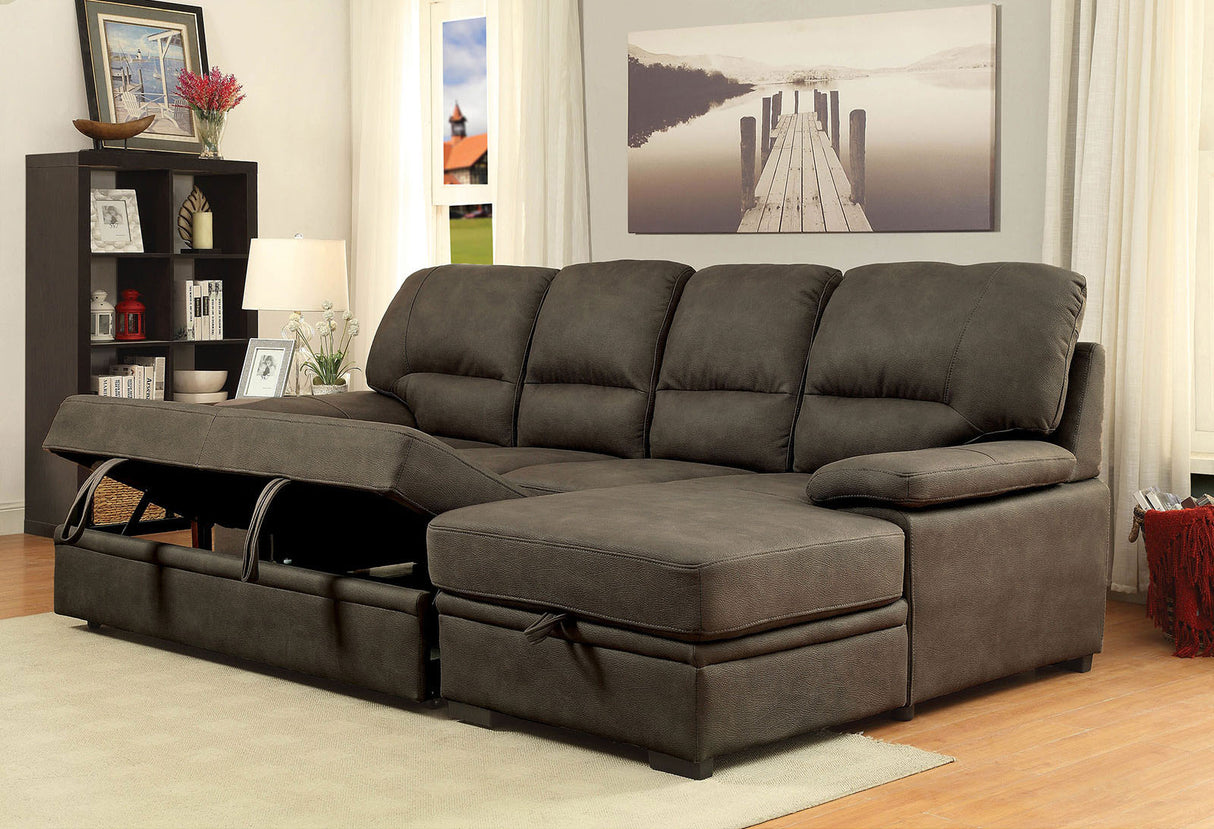 Alcester Ash Brown Sectional from Furniture of America - Luna Furniture