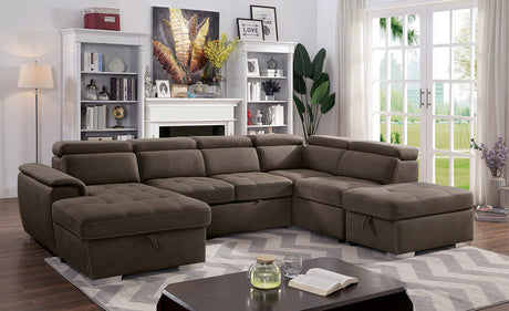 Hugo Ash Brown Sectional from Furniture of America - Luna Furniture
