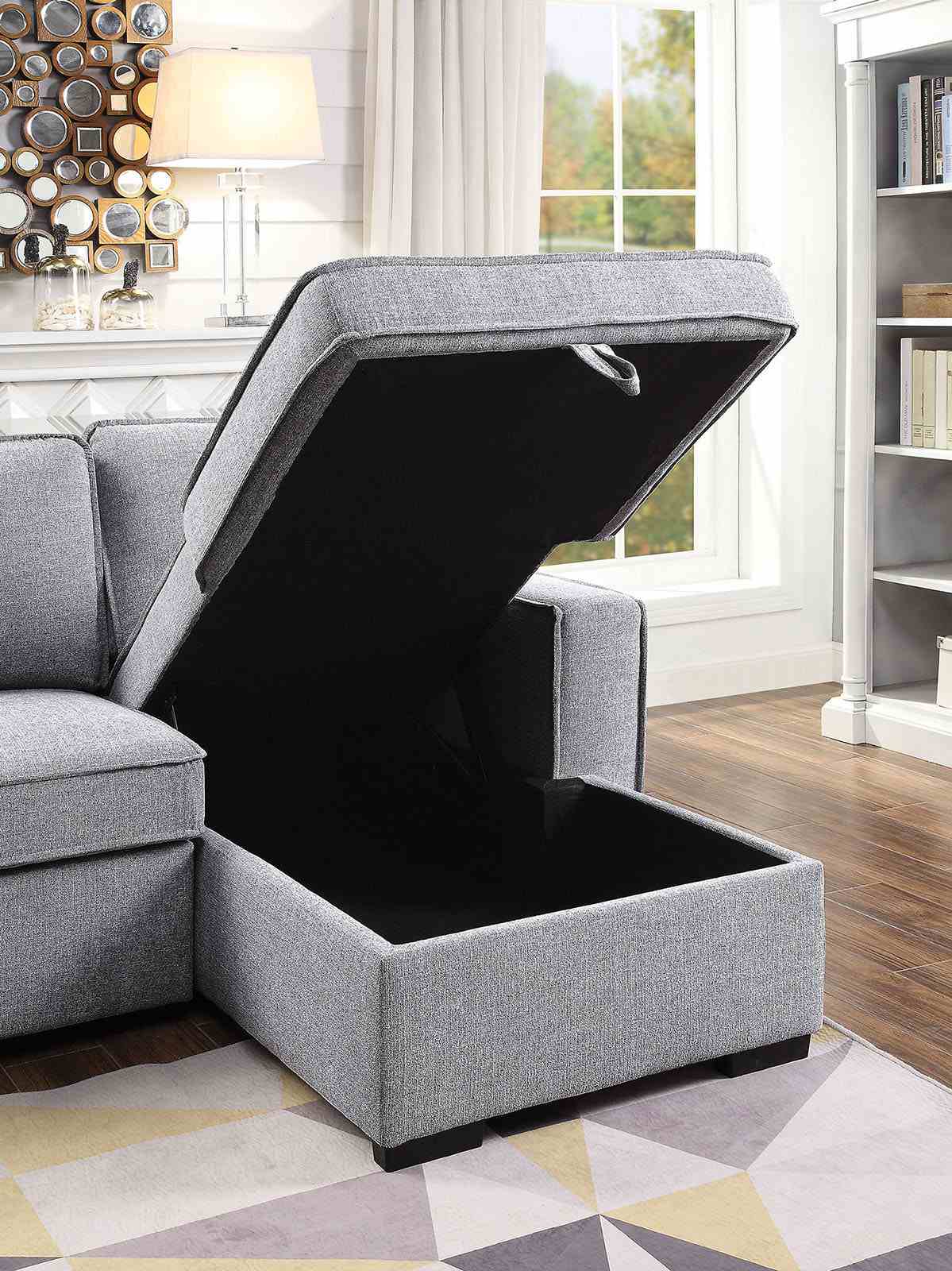 Ines Gray Sectional from Furniture of America - Luna Furniture