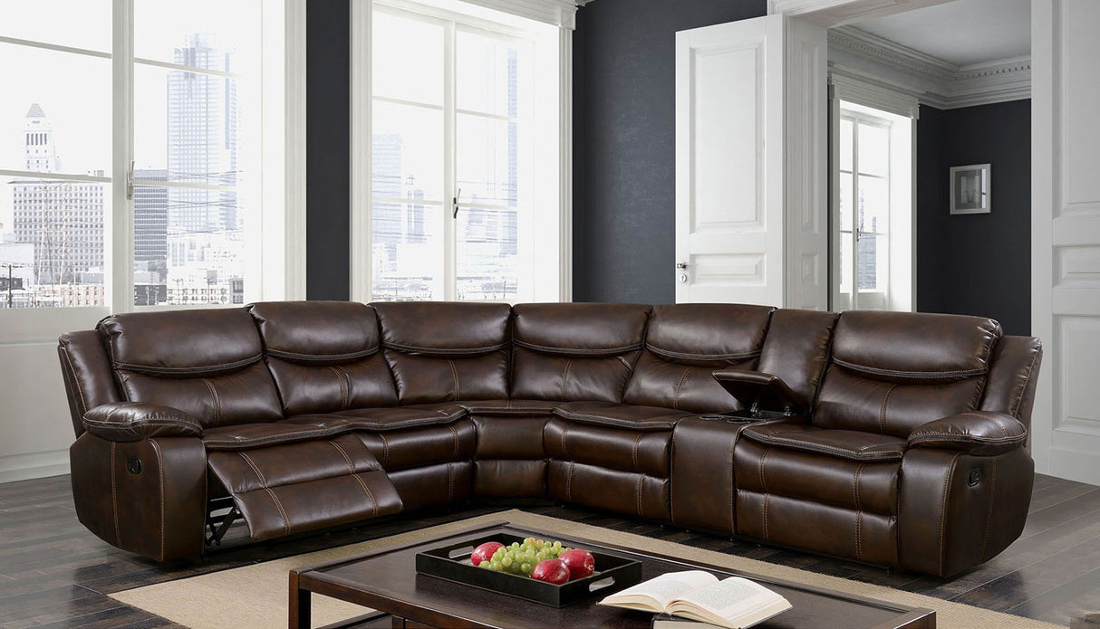 GATRIA Brown Sectional from Furniture of America - Luna Furniture