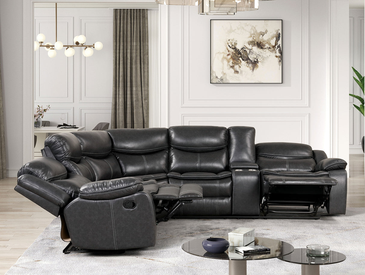 Gatria Gray Sectional from Furniture of America - Luna Furniture