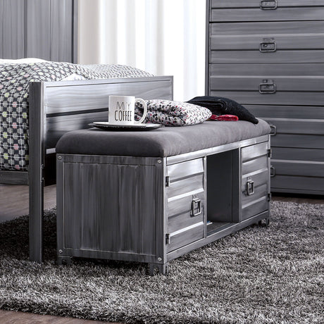 Mccredmond Hand-Brushed Silver Bench from Furniture of America - Luna Furniture
