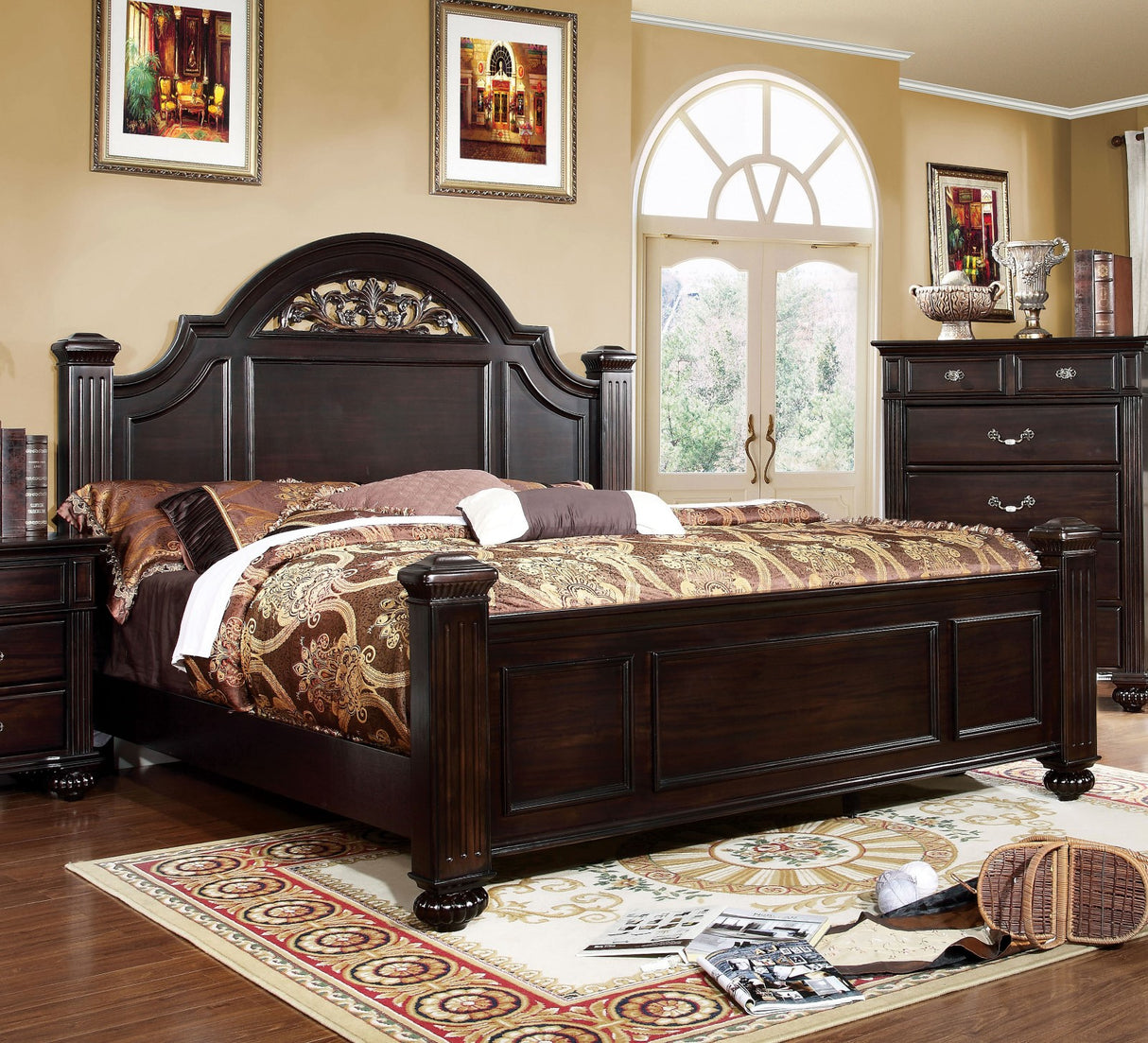 Syracuse Dark Walnut King Bed from Furniture of America - Luna Furniture