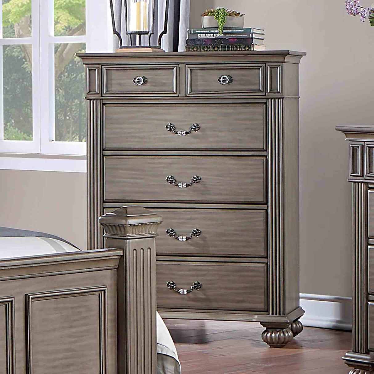 Syracuse Gray 5 Pc Queen Bedroom Set from Furniture of America - Luna Furniture