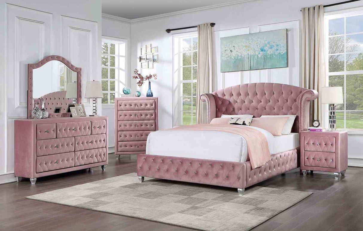 Zohar Pink 4 Pc Full Bedroom Set from Furniture of America - Luna Furniture