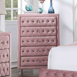 Zohar Pink 5 Pc Queen Bedroom Set from Furniture of America - Luna Furniture