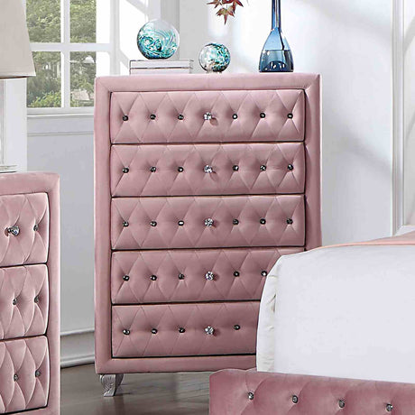 Zohar Pink 5-Piece Queen Bedroom Set from Furniture of America - Luna Furniture