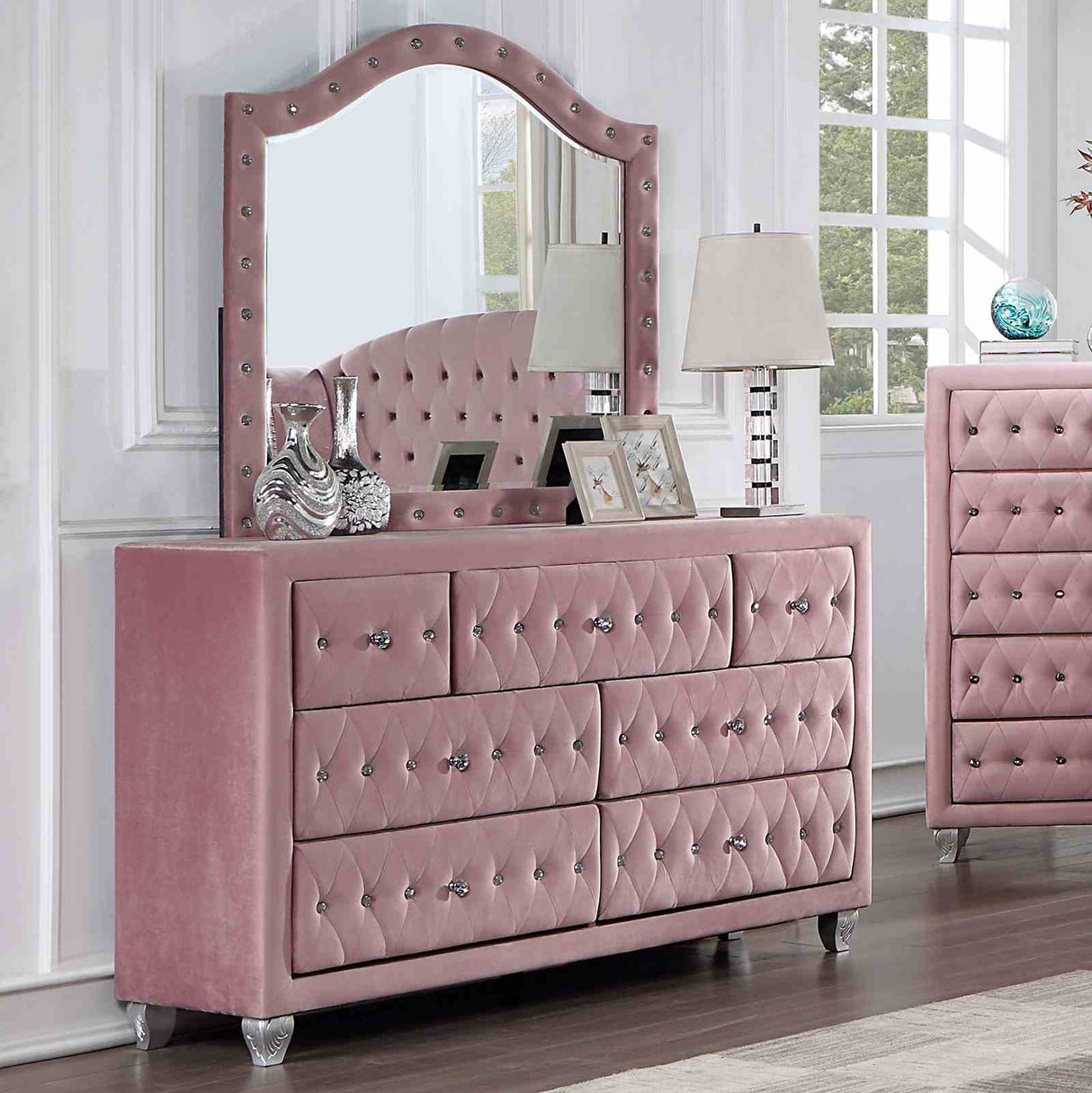 Zohar Pink 5 Pc Queen Bedroom Set from Furniture of America - Luna Furniture