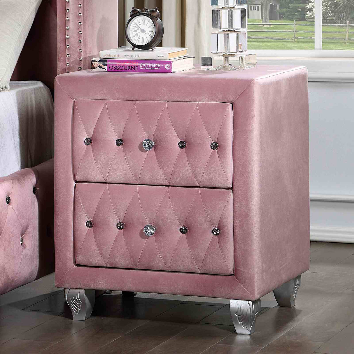 Zohar Pink 4 Pc Full Bedroom Set from Furniture of America - Luna Furniture