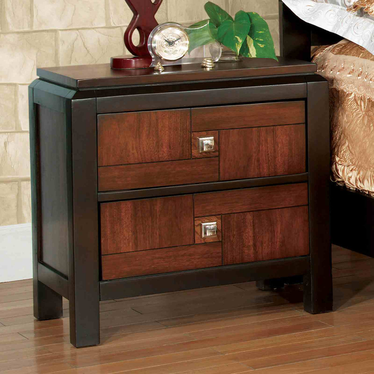 Patra Acacia/Walnut 4 Pc Queen Bedroom Set from Furniture of America - Luna Furniture