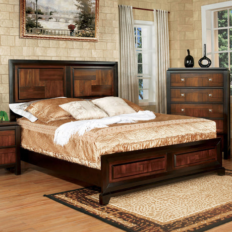Patra Acacia/Walnut Queen Bed from Furniture of America - Luna Furniture