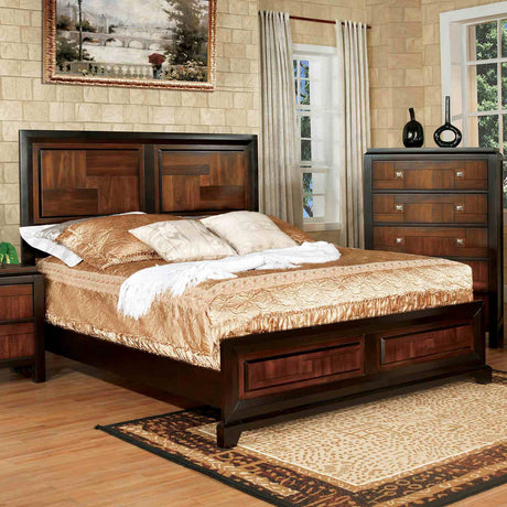 Patra Acacia/Walnut Queen Bed from Furniture of America - Luna Furniture