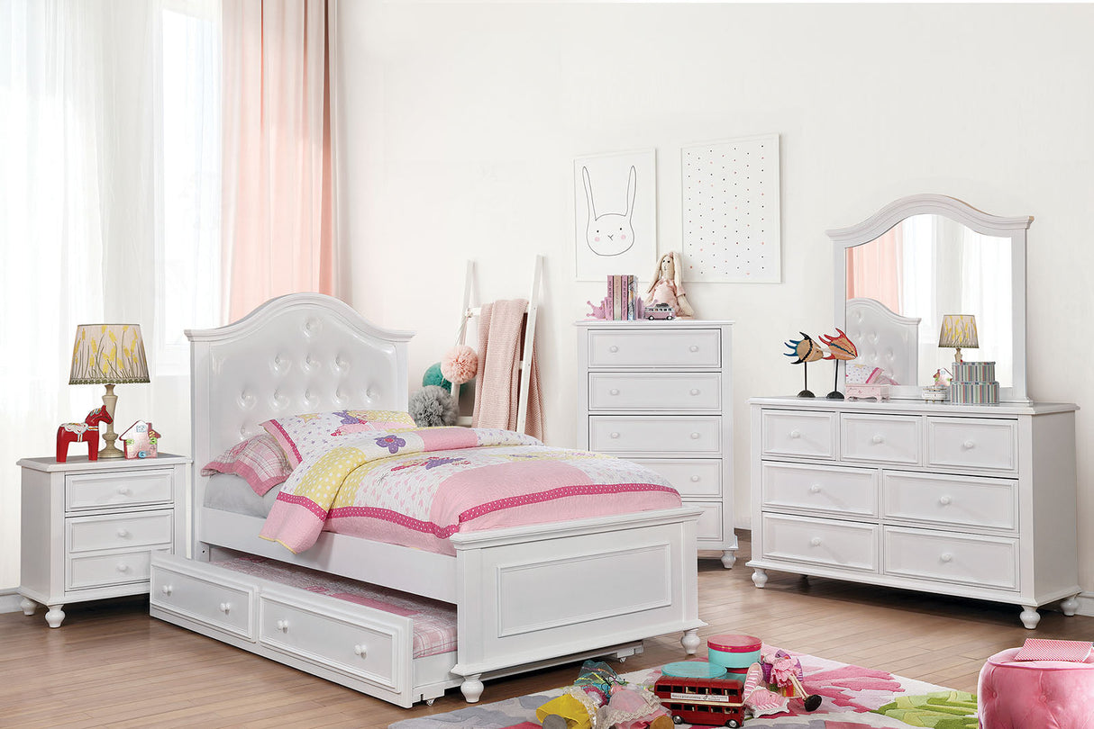 Olivia White Twin Bed from Furniture of America - Luna Furniture