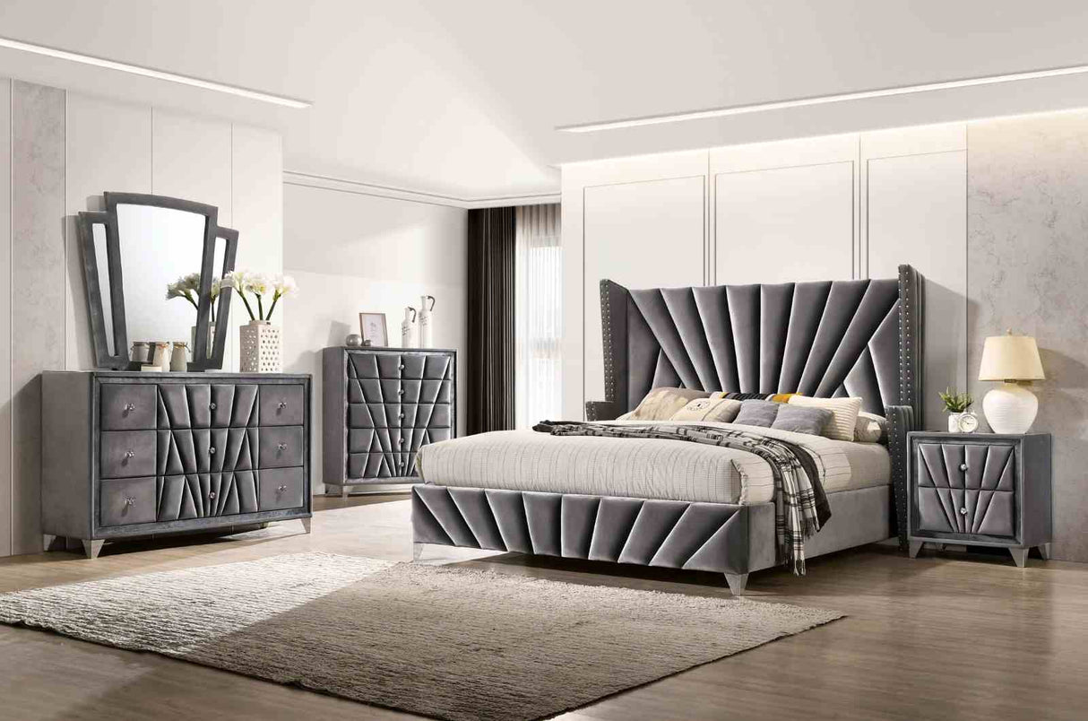 Carissa Gray 5 Pc Queen Bedroom Set from Furniture of America - Luna Furniture