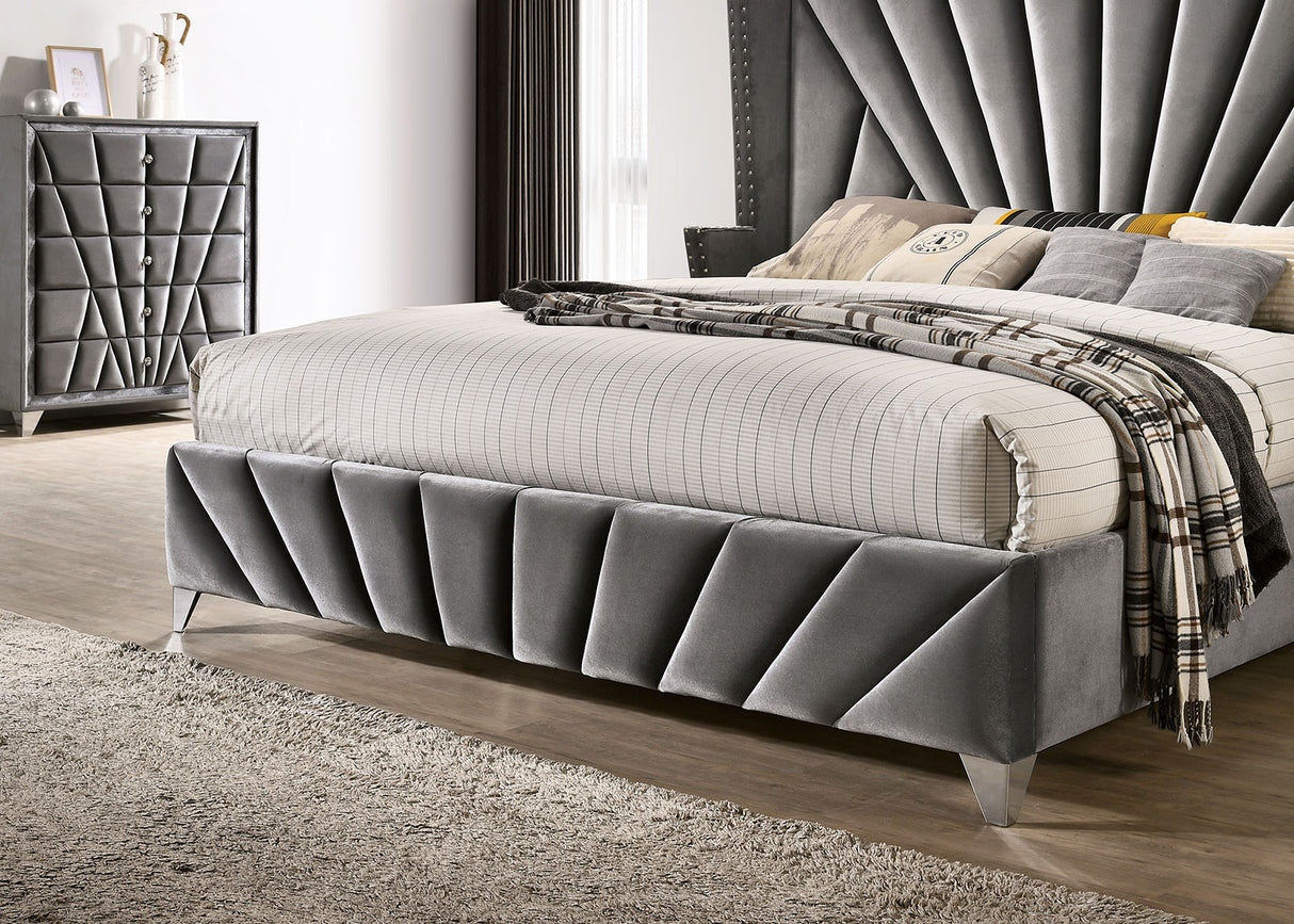 Carissa Gray Upholstered Transitional Bedroom Set from Furniture of America - Luna Furniture