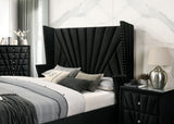 Carissa Black King Upholstered Bed from Furniture of America - Luna Furniture
