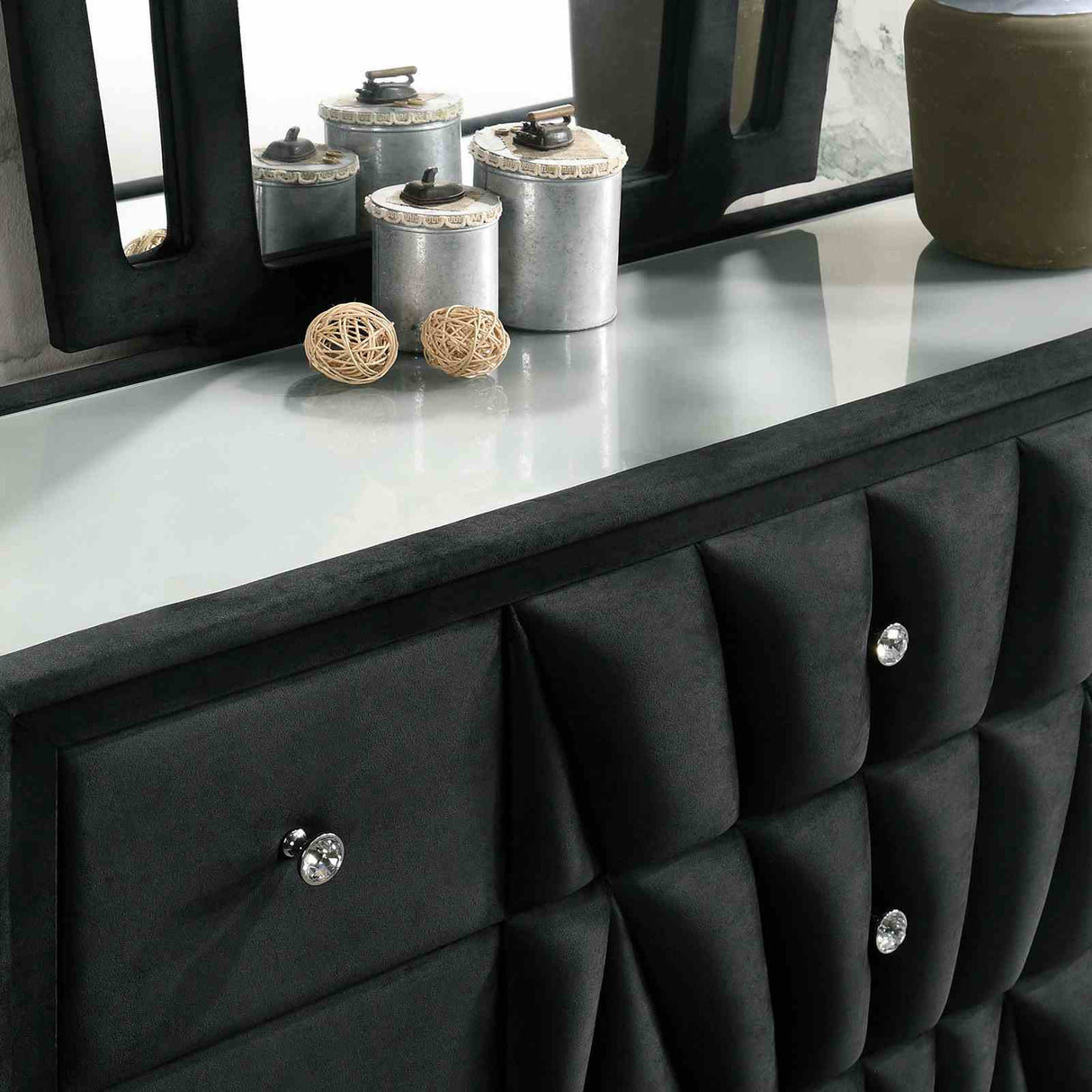 Carissa Black 4 Pc Queen Bedroom Set from Furniture of America - Luna Furniture