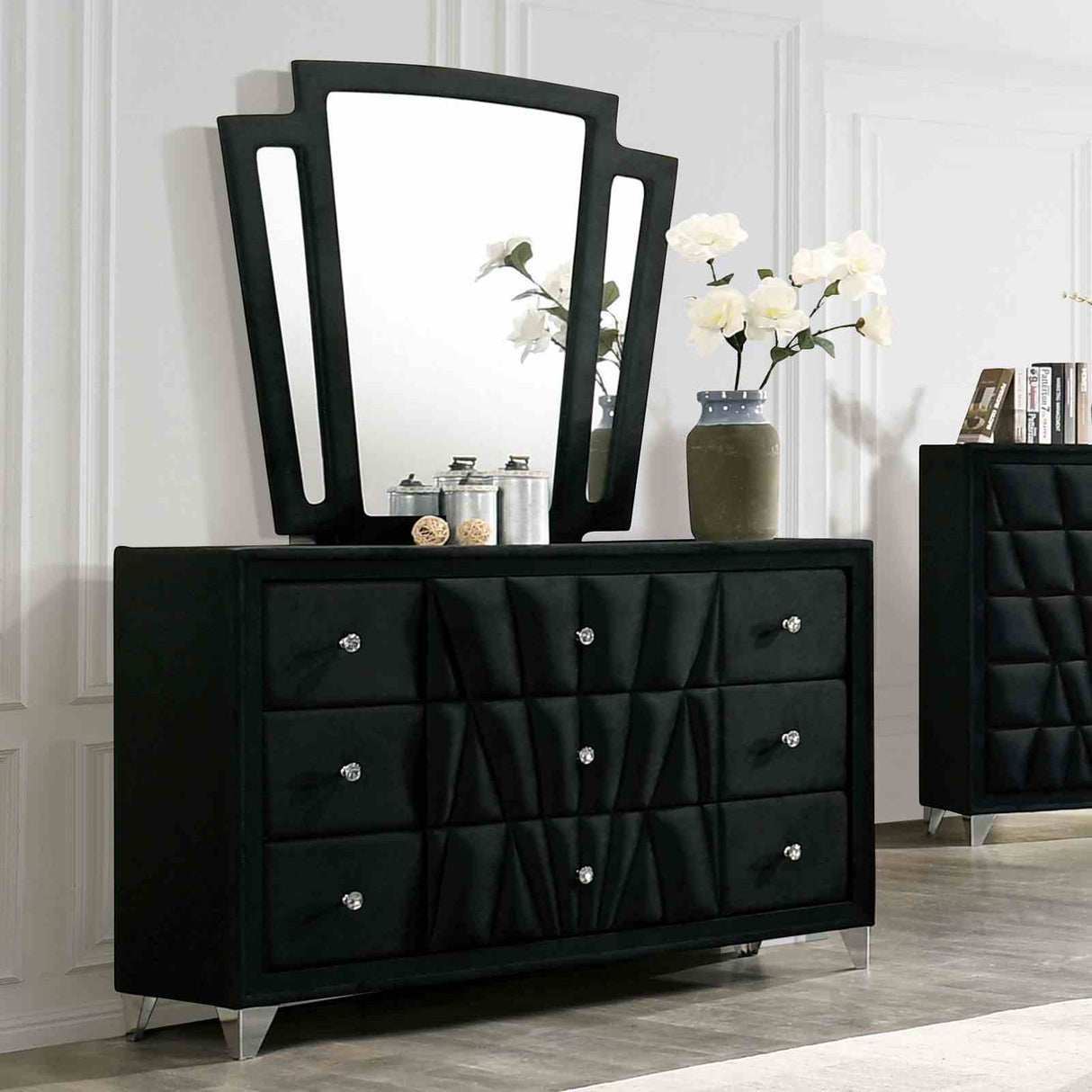 Carissa Black 5 Pc Queen Bedroom Set from Furniture of America - Luna Furniture