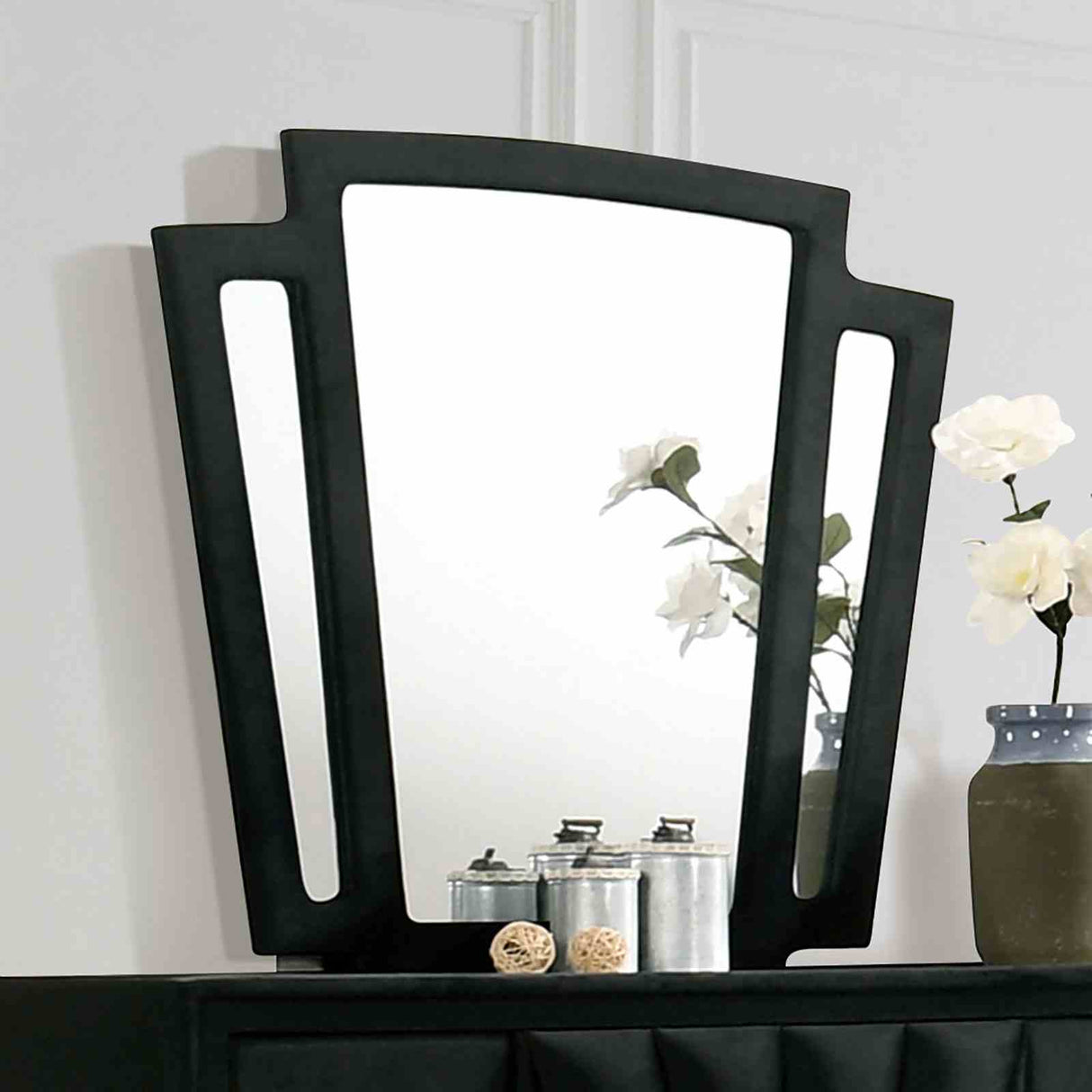 Carissa Black 4 Pc Queen Bedroom Set from Furniture of America - Luna Furniture