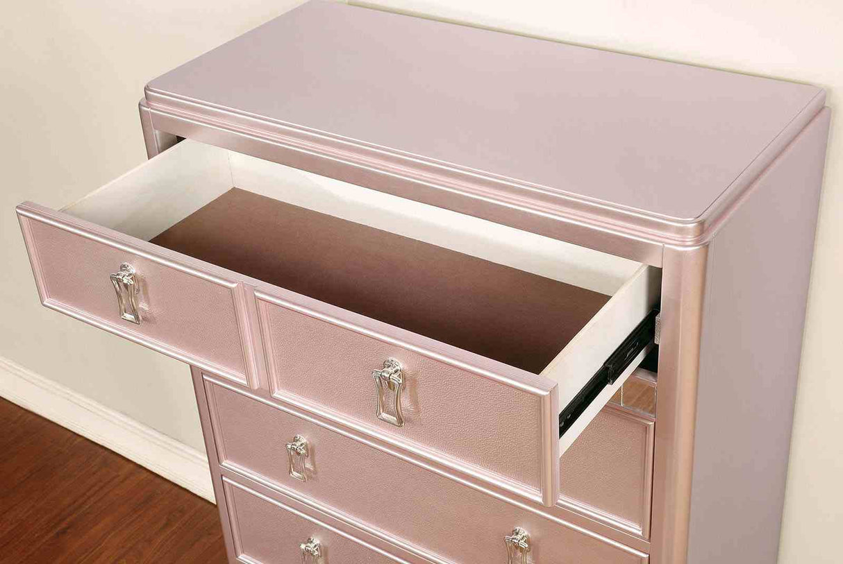 Avior Rose Gold 4 Pc Queen Bedroom Set from Furniture of America - Luna Furniture