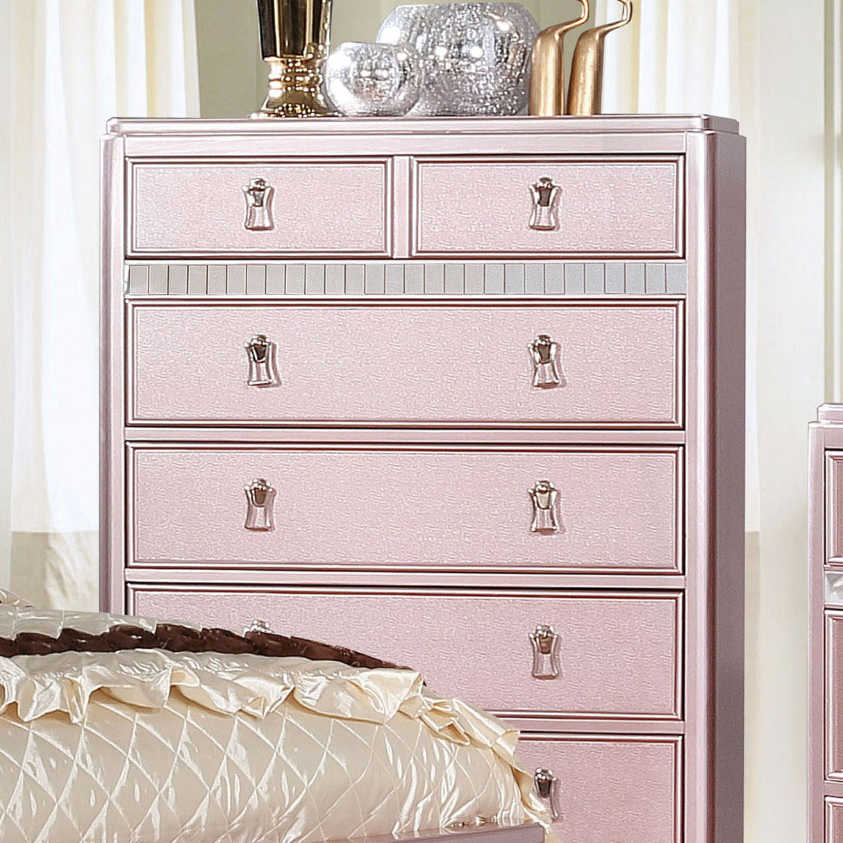 Avior Rose Gold Chest from Furniture of America - Luna Furniture