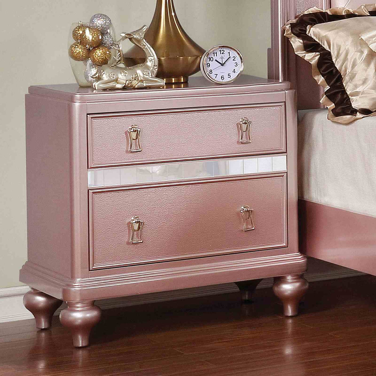 Avior Rose Gold 4 Pc Twin Bedroom Set from Furniture of America - Luna Furniture