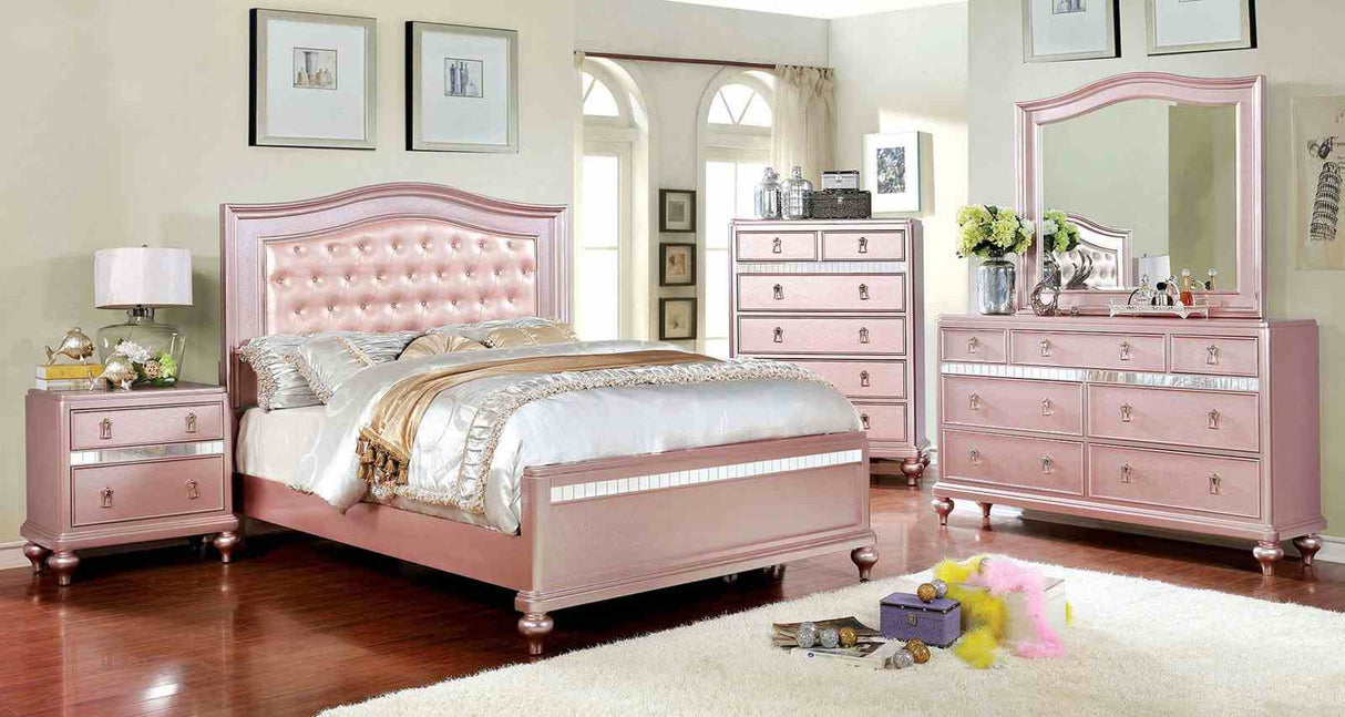 Ariston Rose Gold 4-Piece Queen Bedroom Set from Furniture of America - Luna Furniture