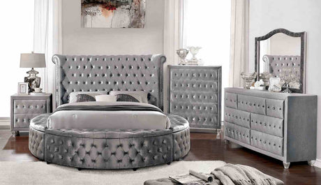 Sansom Gray 5-Piece Queen Bedroom Set from Furniture of America - Luna Furniture