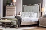Loraine Champagne Tufted Queen Panel Bed from Furniture of America - Luna Furniture
