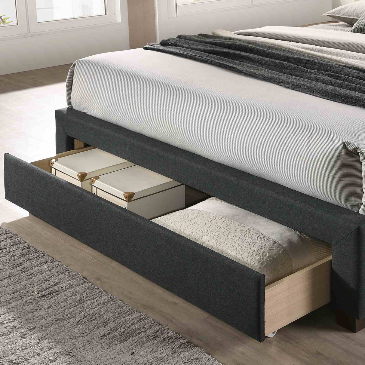 Sybella Dark Gray King Bed from Furniture of America - Luna Furniture