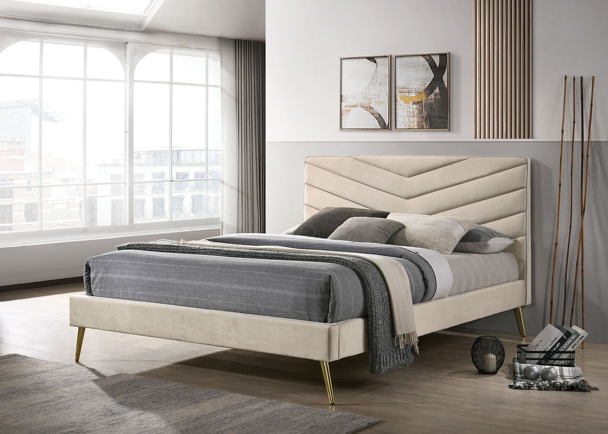 Vivar Beige King Upholstered Bed from Furniture of America - Luna Furniture