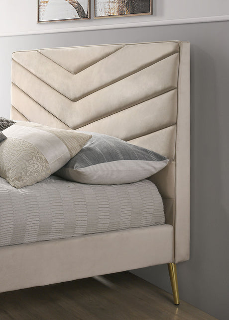Vivar Beige King Upholstered Bed from Furniture of America - Luna Furniture