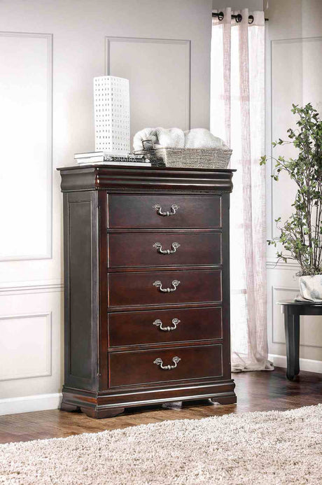 Mandura Cherry 5 Pc Queen Bedroom Set from Furniture of America - Luna Furniture