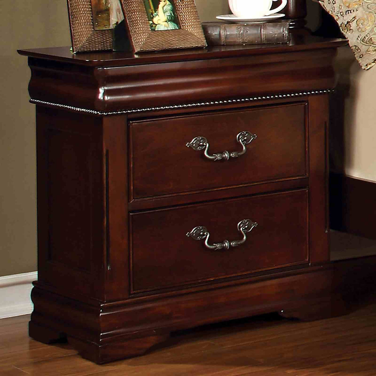 Mandura Cherry 5 Pc Queen Bedroom Set from Furniture of America - Luna Furniture