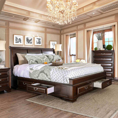 Brandt Brown Cherry Queen Bed from Furniture of America - Luna Furniture