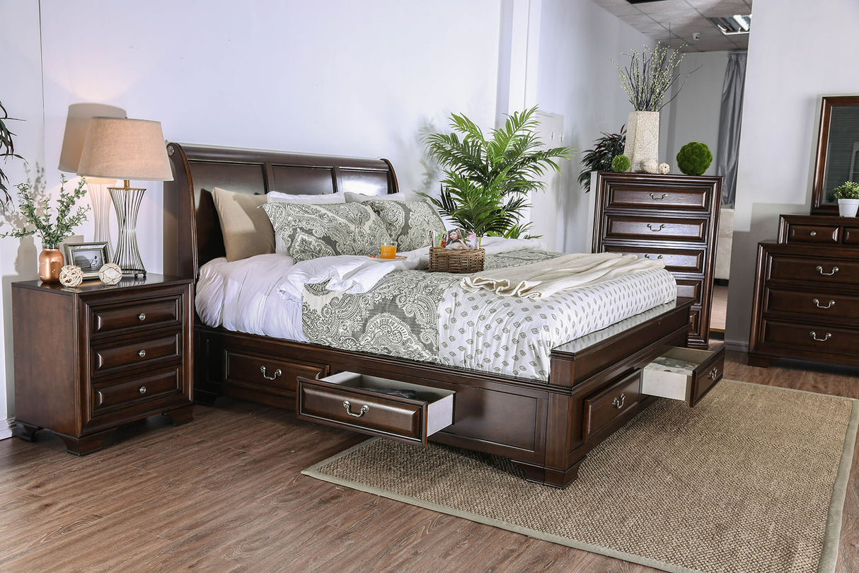 Brandt Brown Cherry California King Bed from Furniture of America - Luna Furniture