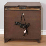 Brandt Brown nightstand, rear view with power outlet and cord management, brown cherry finish