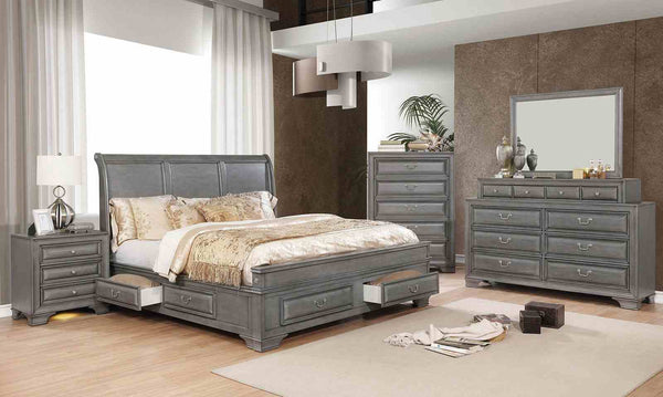 Brandt Gray 5-Piece Transitional Queen Storage Bedroom Set