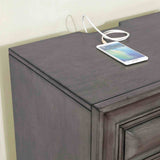 Brandt Gray nightstand, top surface and side profile, close-up detail