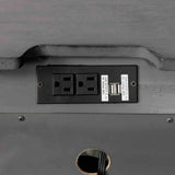 Brandt Gray nightstand, USB outlet and power ports, under-top detail