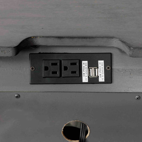 Brandt Gray nightstand, USB outlet and power ports, under-top detail