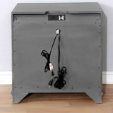 Brandt Gray nightstand back panel, cord management and power cable view