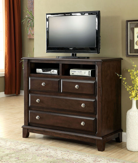 Litchville Brown Cherry Media Chest from Furniture of America - Luna Furniture