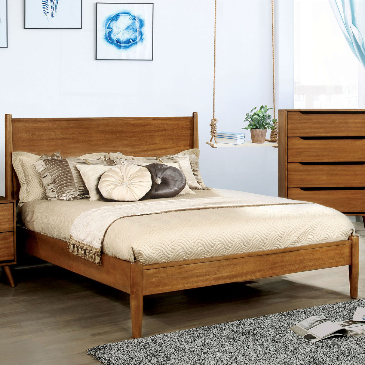 Lennart Oak King Bed from Furniture of America - Luna Furniture