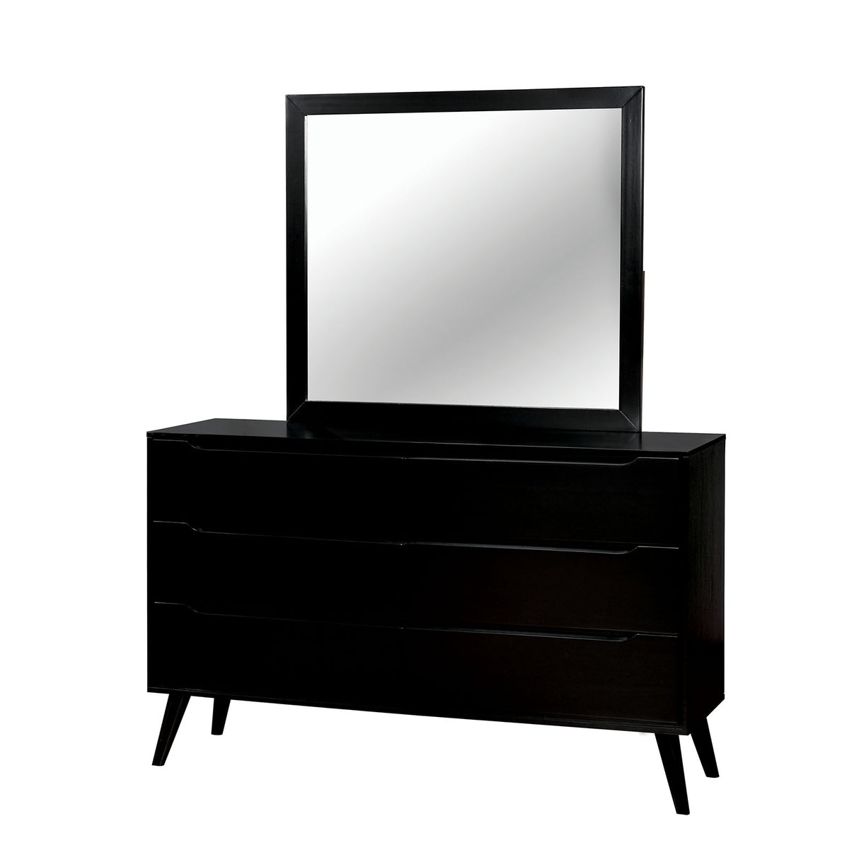 Lennart Black Rectangular Mirror (Mirror Only) from Furniture of America - Luna Furniture