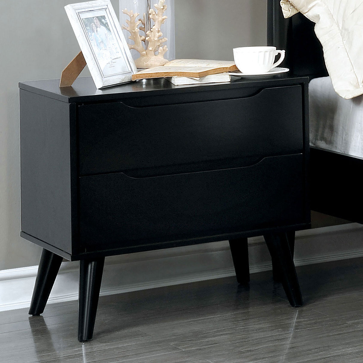 Lennart Black Night Stand from Furniture of America - Luna Furniture