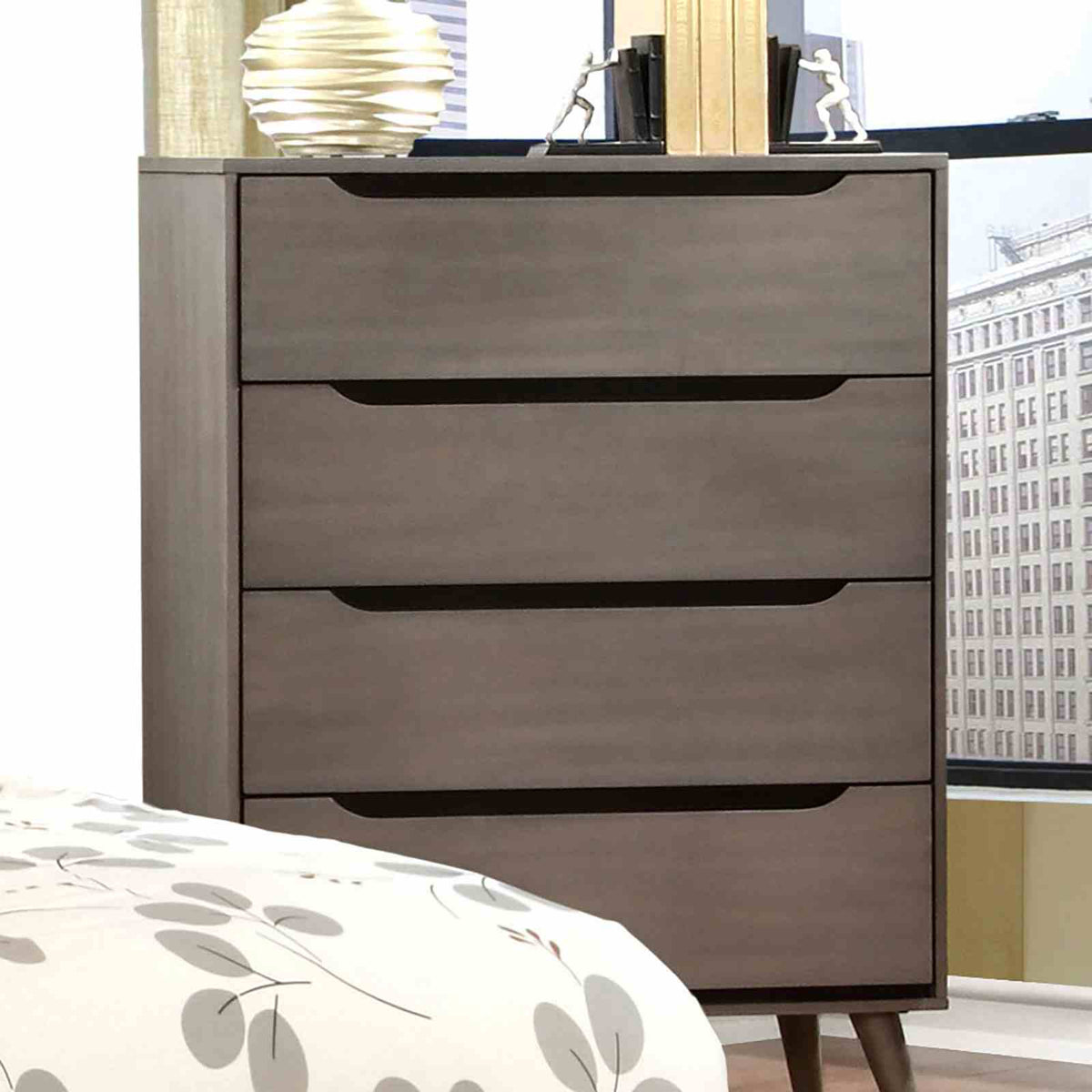 Lennart Gray 5 Pc Queen Bedroom Set from Furniture of America - Luna Furniture