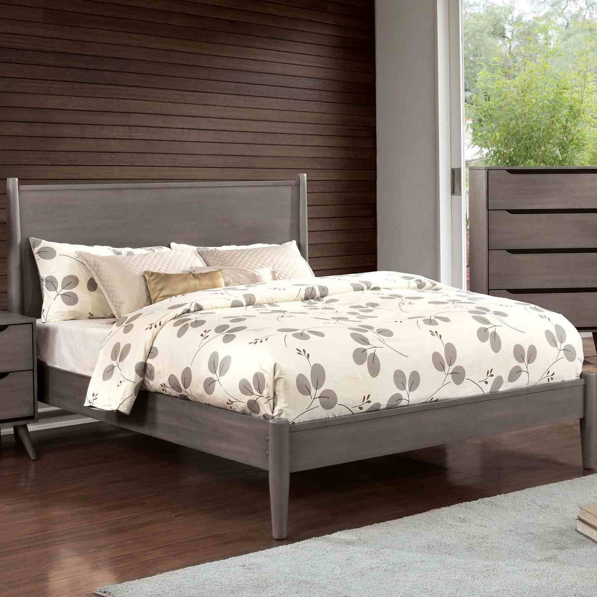 Lennart Gray 5 Pc Queen Bedroom Set from Furniture of America - Luna Furniture