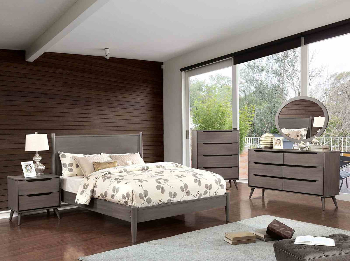Lennart Gray 5 Pc Queen Bedroom Set from Furniture of America - Luna Furniture